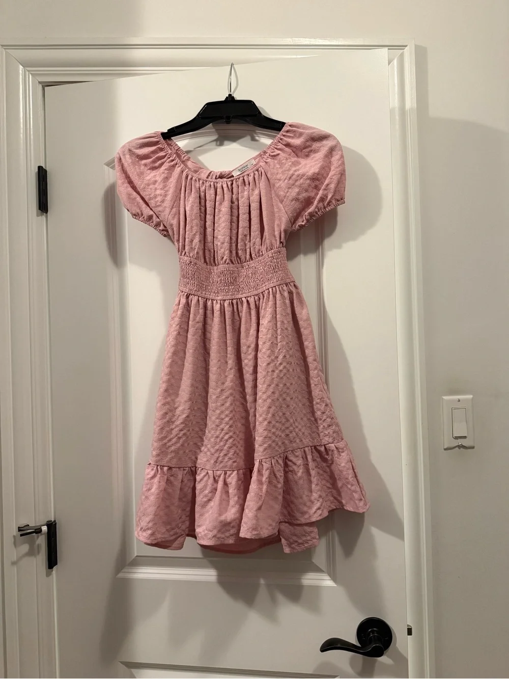 Girls' Dusty Pink Smocked Waist Casual Dress